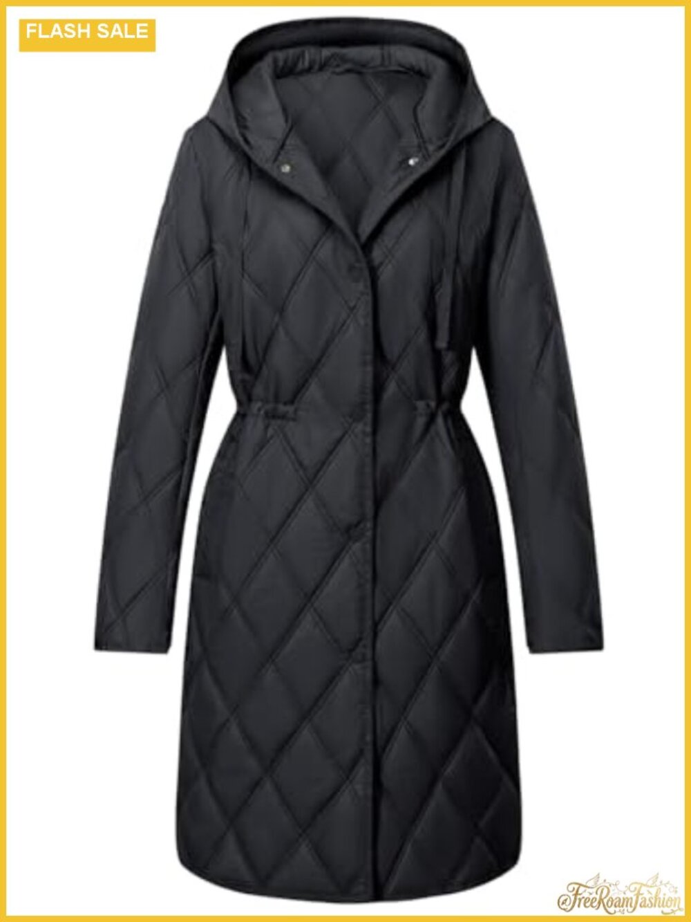 Women's Quilted Lightweight Puffer Long Hooded Jacket Midi